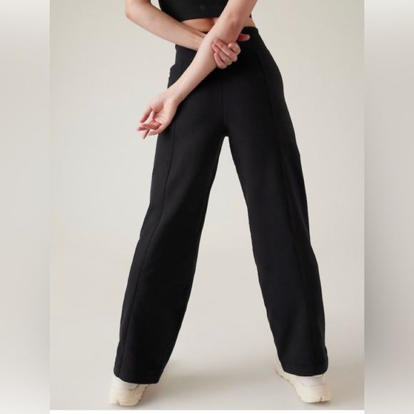 Athleta Retroplush Logo Straight Leg. Large Tall. Black - Picture 2 of 7